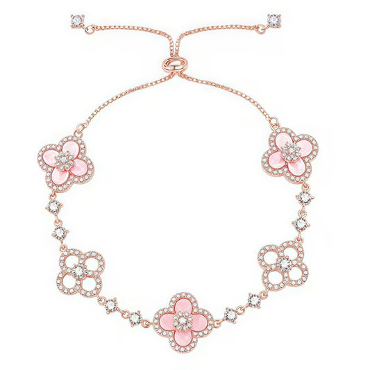 [Lora-Jewelry]CLOVER 5 MOTIF PINK BLUE RED WHITE BRACELET