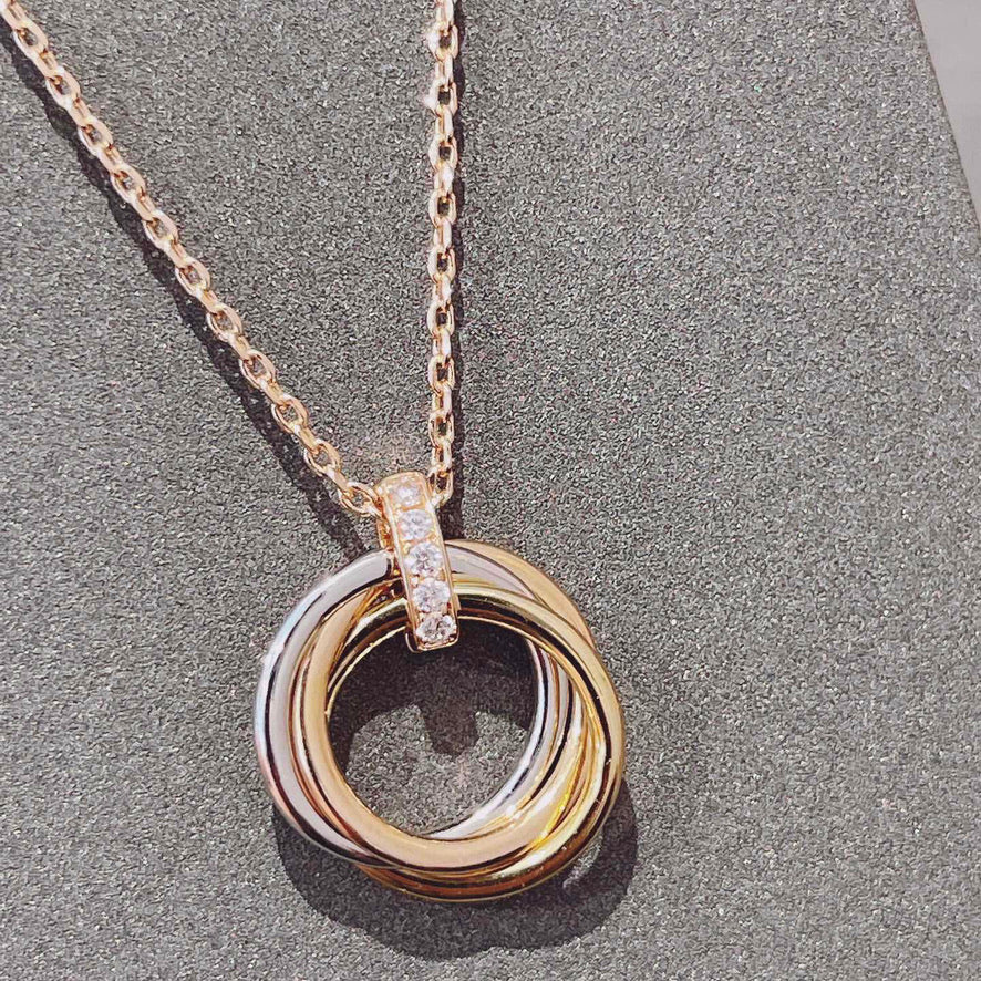 [Lora-Jewelry]TRINITY NECKLACE GOLD  DIAMONDS
