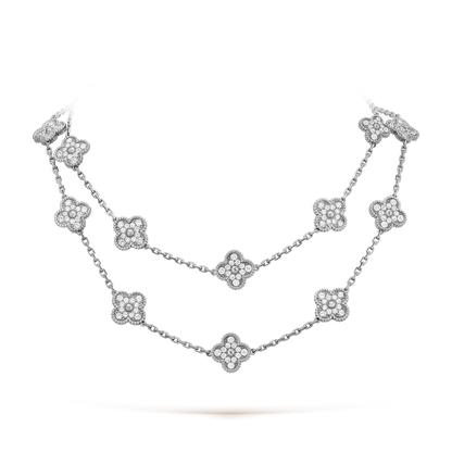 [Lora-Jewelry]TRÈFLE 20 MOTIFS DIAMANT ARGENT