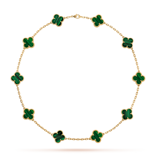 [Lora-Jewelry]CLOVER 10 MOTIFS MALACHITE NECKLACE