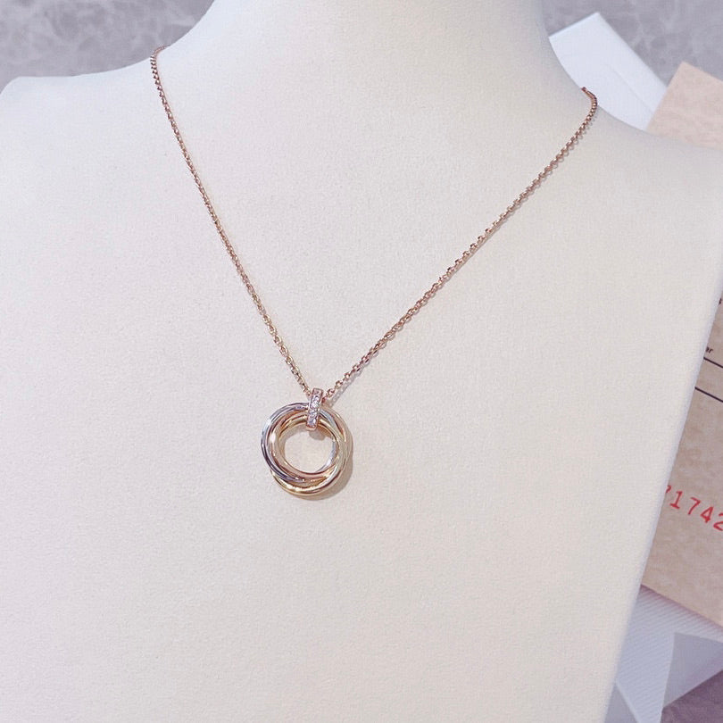 [Lora-Jewelry]TRINITY NECKLACE GOLD  DIAMONDS