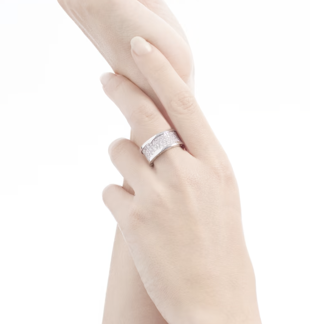 [Lora-Jewelry]ZERO 1 WITH PAVED DIAMONDS ON THE SPIRAL RING