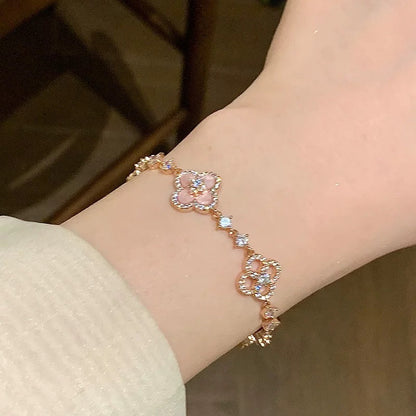 [Lora-Jewelry]BRACELET TRÈFLE 5 MOTIFS ROSE BLEU ROUGE BLANC 