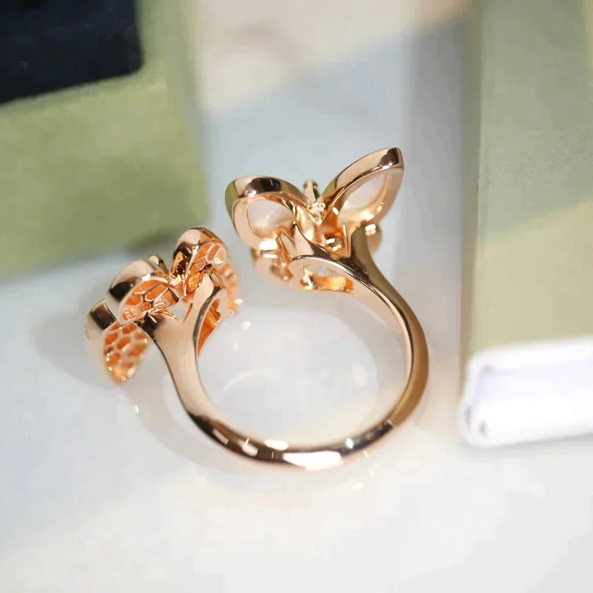 [Lora-Jewelry]TWIN BUTTERFLY DIAMOND MOP RING