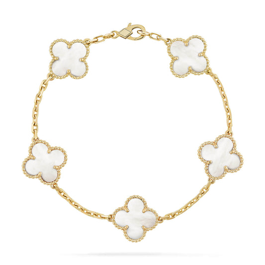 [Lora-Jewelry]CLOVER  5 MOTIF WHITE MOP BRACELET