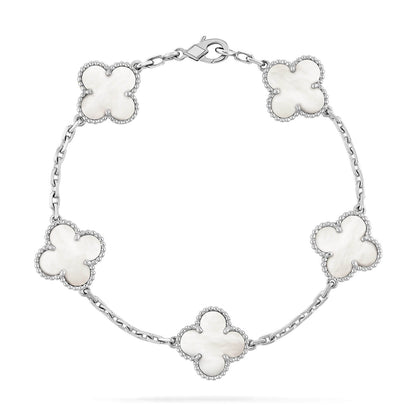 [Lora-Jewelry]CLOVER SILVER MOP 5 MOTIF BRACELET