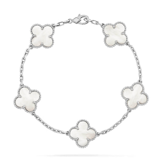 [Lora-Jewelry]CLOVER SILVER MOP 5 MOTIF BRACELET