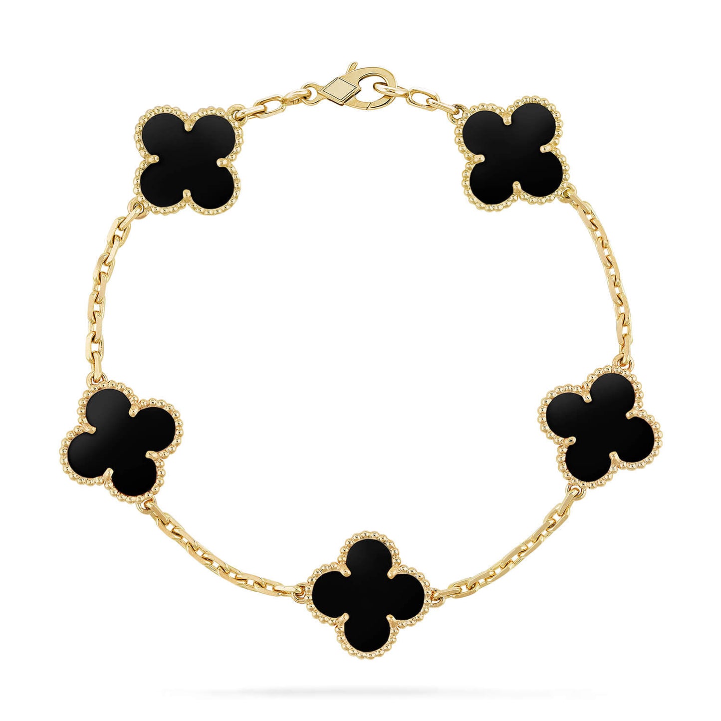 [Lora-Jewelry]CLOVER  5 MOTIFS BLACK ONYX BRACELET