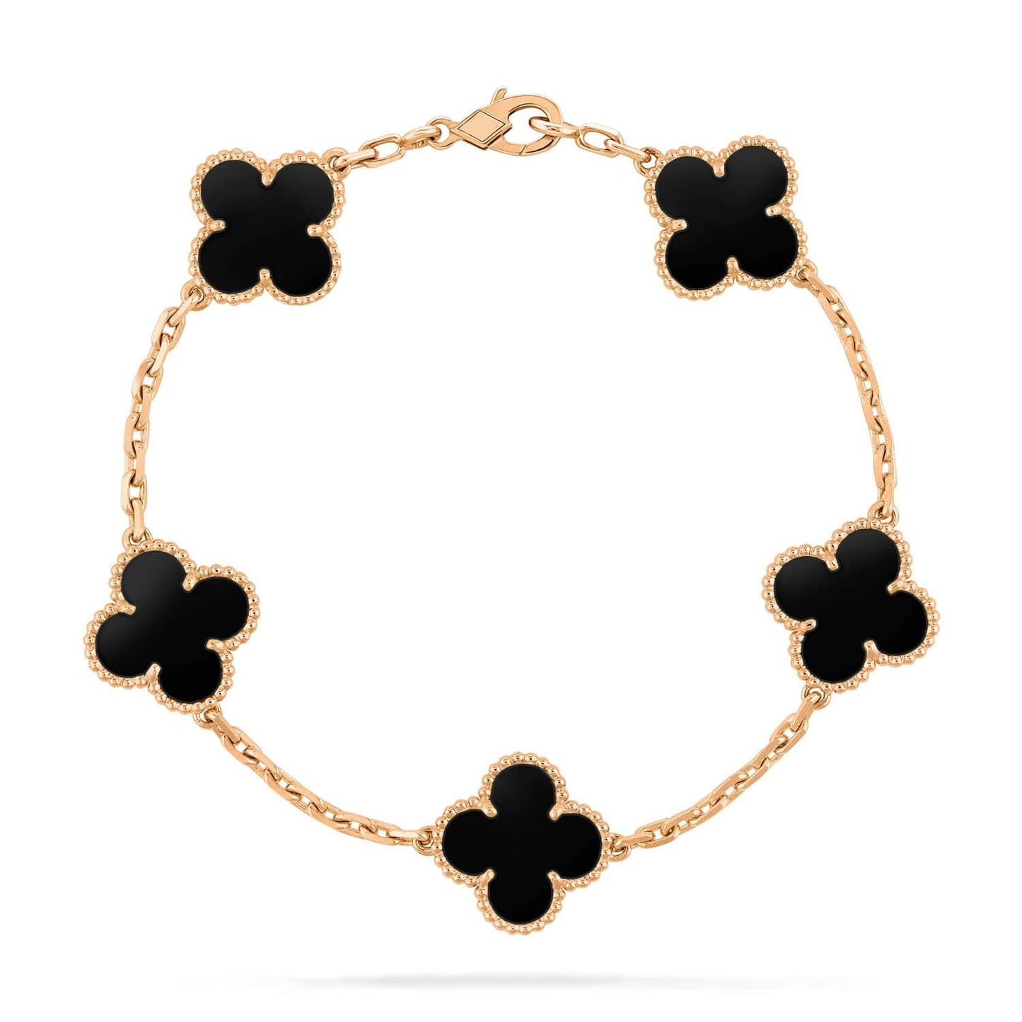 [Lora-Jewelry]CLOVER  5 MOTIFS BLACK ONYX BRACELET