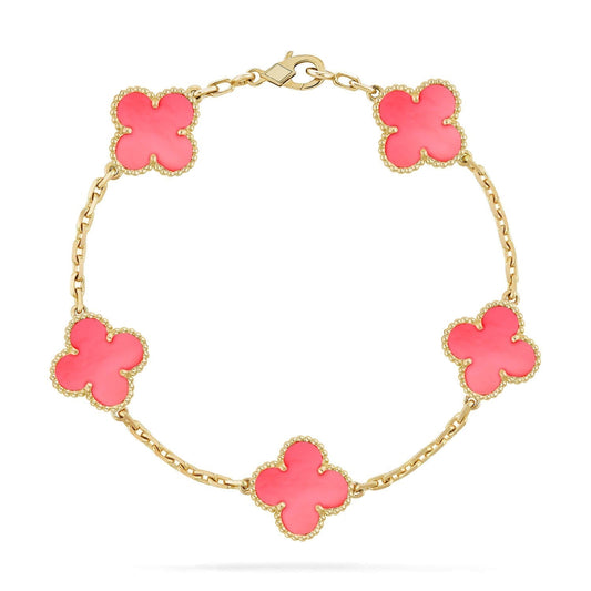 [Lora-Jewelry]CLOVER 5 PINK MOP BRACELET