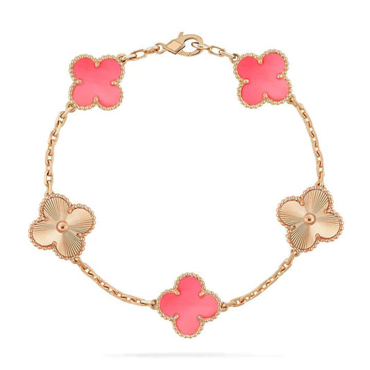 [Lora-Jewelry]CLOVER BRACELET 5 MOTIF PINK AND PINK GOLD