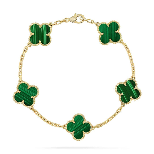 [Lora-Jewelry]CLOVER 5 MOTIFS MALACHITE BRACELET