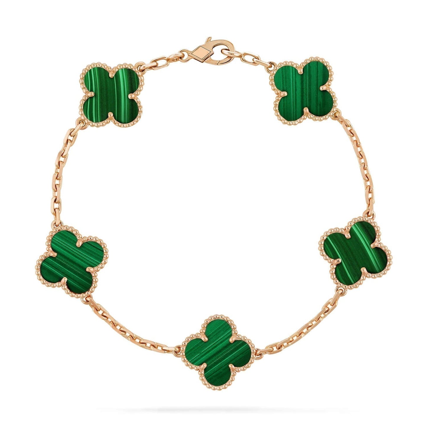 [Lora-Jewelry]CLOVER 5 MOTIFS MALACHITE BRACELET