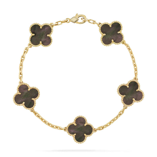 [Lora-Jewelry]CLOVER 5 MOTIF GRAY MOP  BRACELET