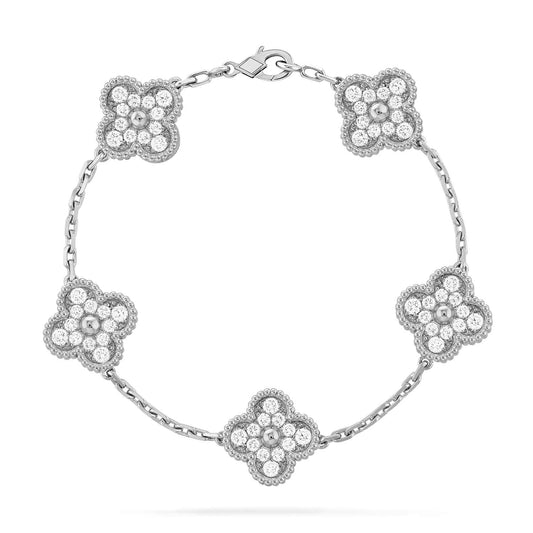[Lora-Jewelry]CLOVER 5 MOTIFS  DIAMOND BRACELET SILVER