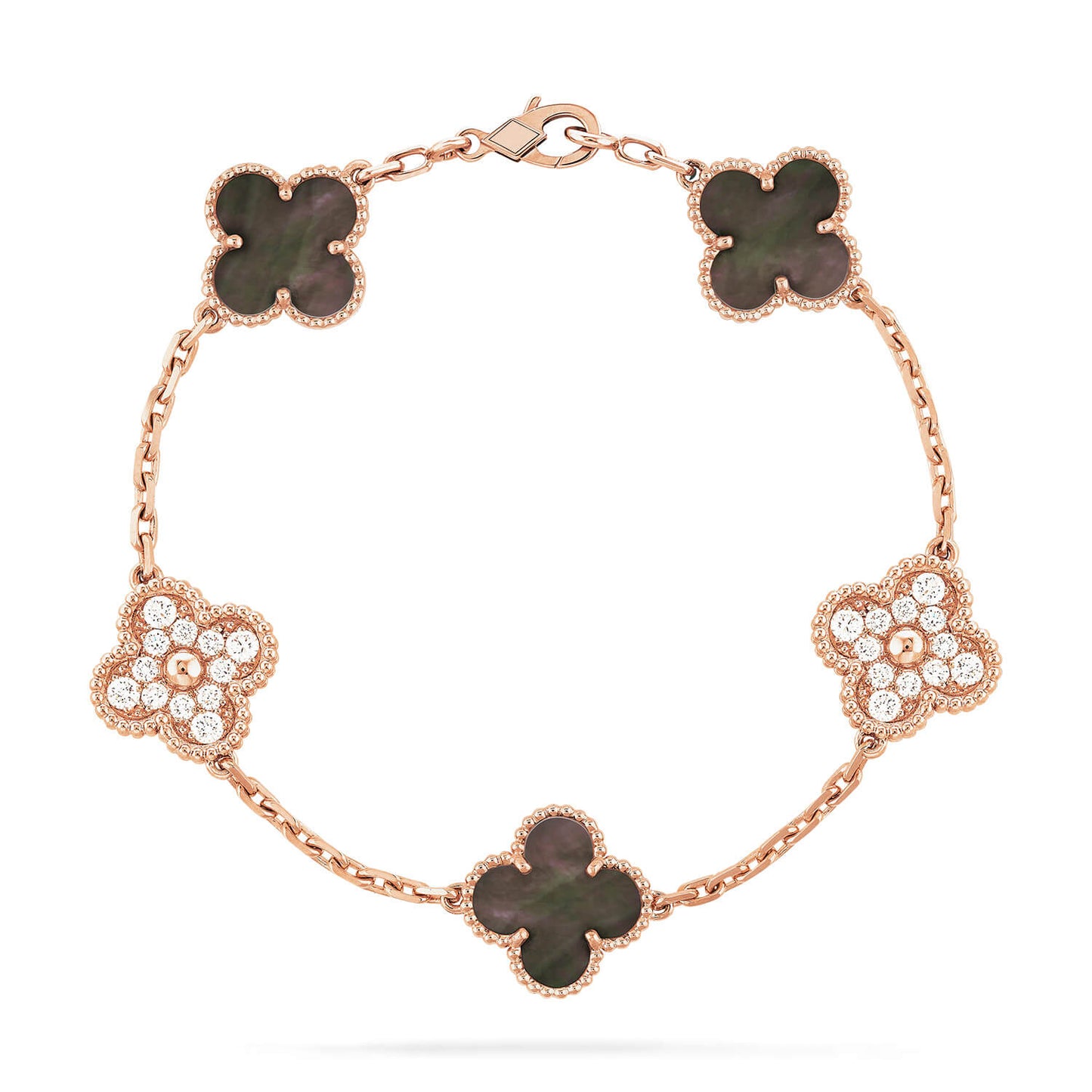 [Lora-Jewelry]CLOVER 5 MOTIF GRAY MOP DIAMOND BRACELET
