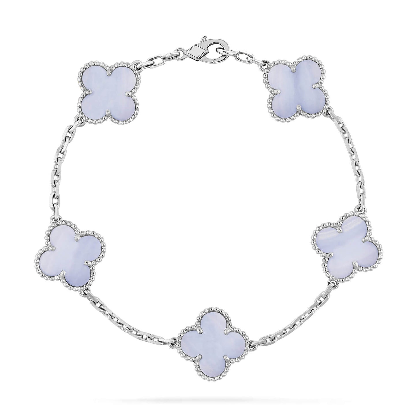 [Lora-Jewelry]CLOVER  5 MOTIF PURPLE CHALCEDONY BRACELET SILVER