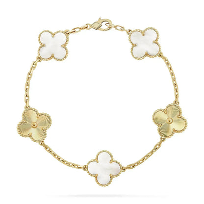 [Lora-Jewelry]CLOVER BRACELET 5 MOTIF WHITE MOP PINK GOLD