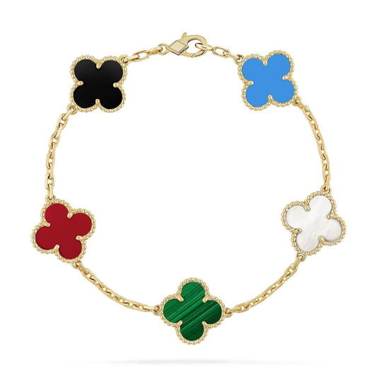 [Lora-Jewelry]CLOVER 5 MOTIFS MULTICOLOR  BRACELET