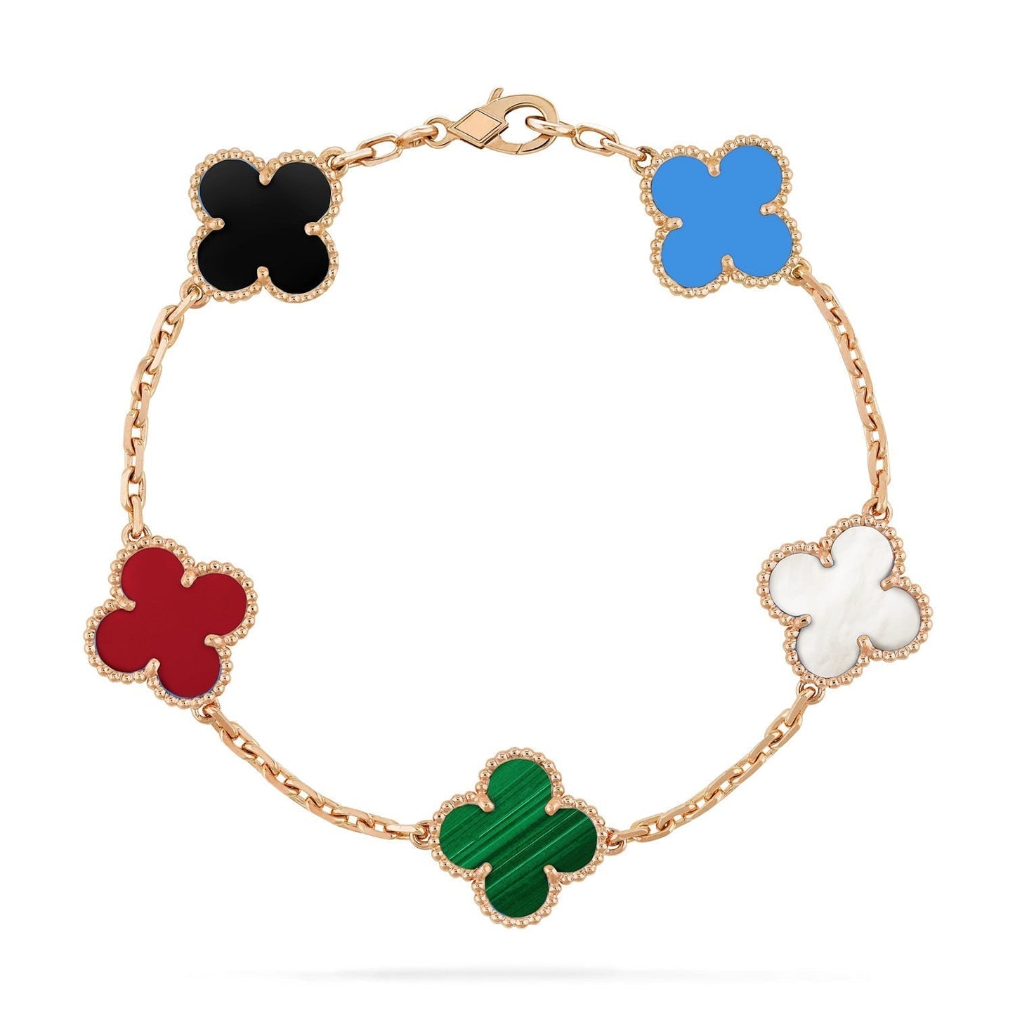 [Lora-Jewelry]CLOVER 5 MOTIFS MULTICOLOR  BRACELET