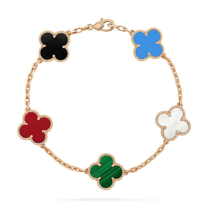 [Lora-Jewelry]CLOVER 5 MOTIFS MULTICOLOR  BRACELET
