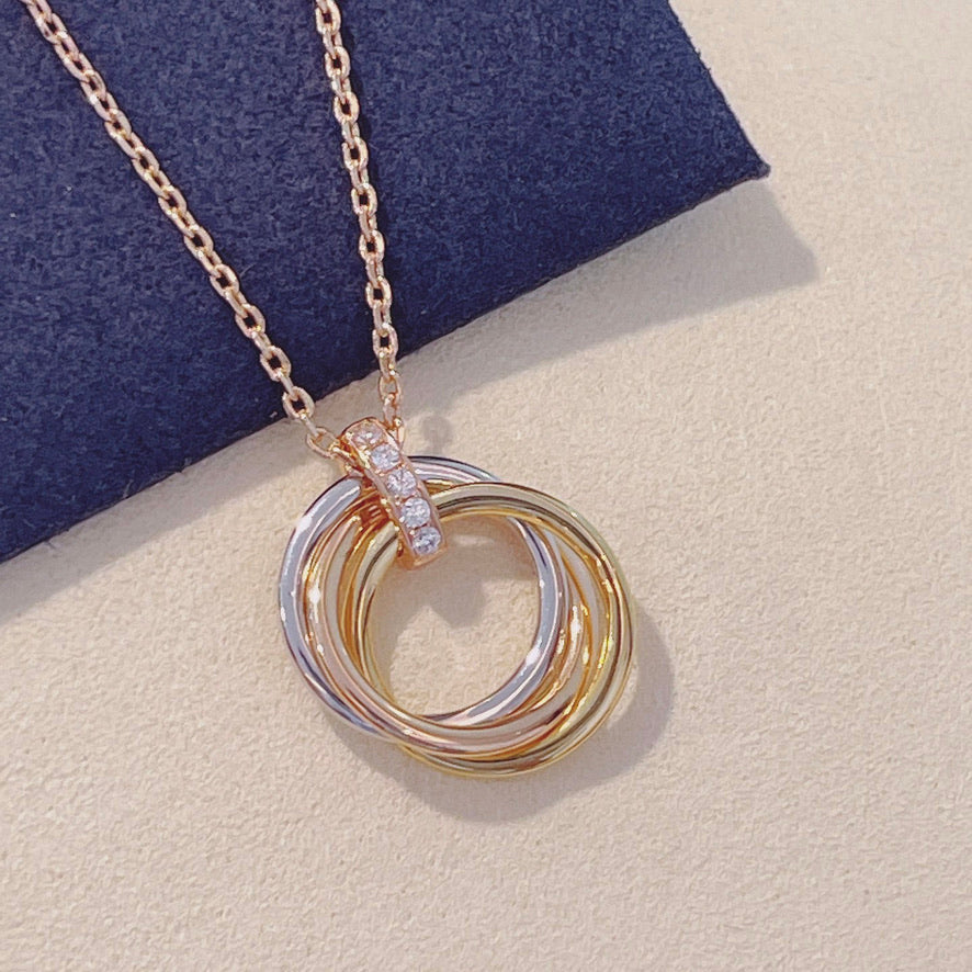 [Lora-Jewelry]TRINITY NECKLACE GOLD  DIAMONDS