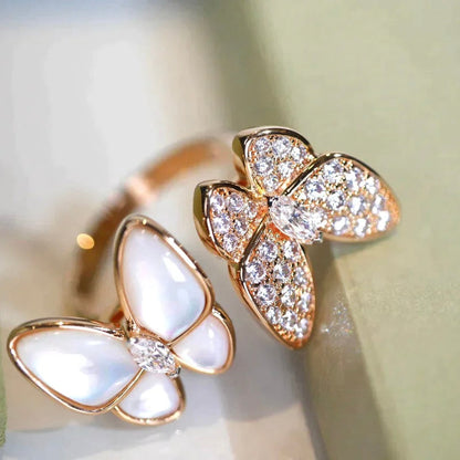 [Lora-Jewelry]TWIN BUTTERFLY DIAMOND MOP RING