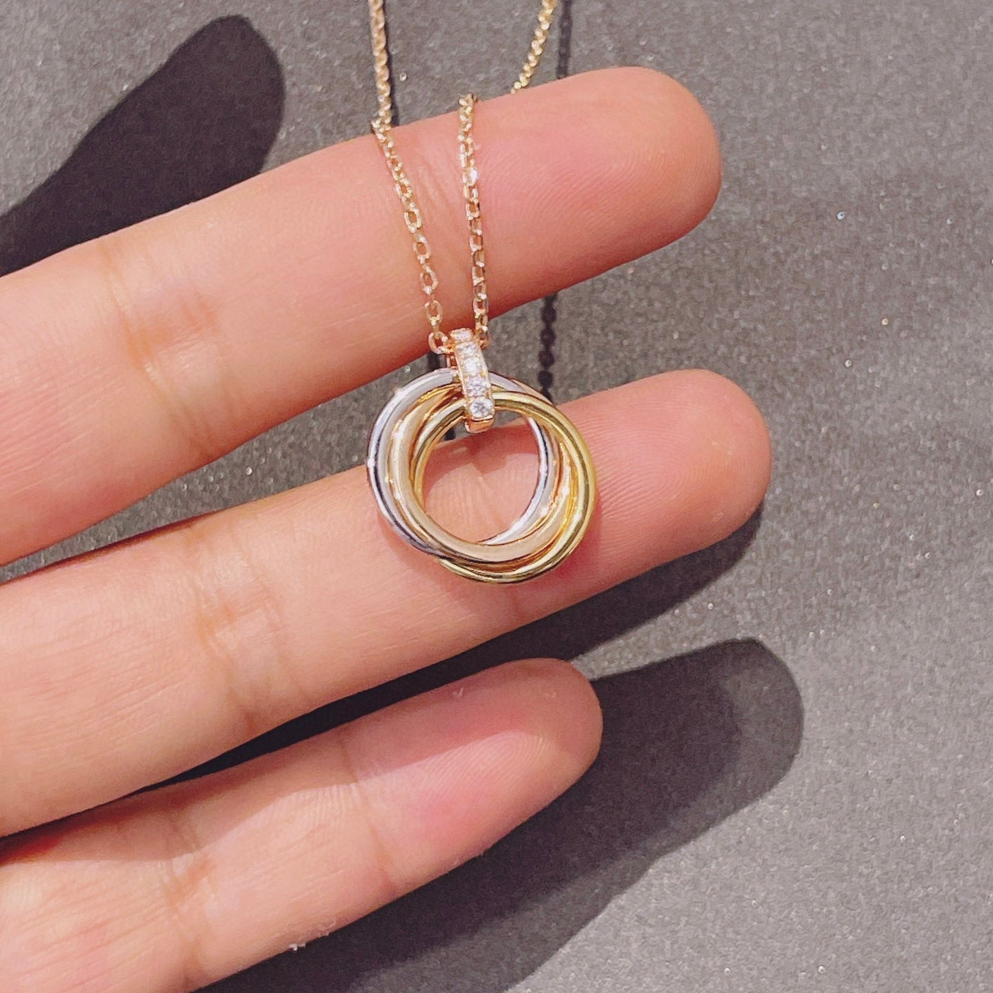 [Lora-Jewelry]TRINITY NECKLACE GOLD  DIAMONDS