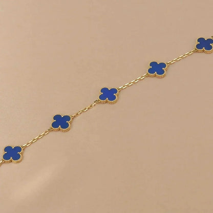 [Lora-Jewelry]CLOVER 5 MOTIFS BLUE AGATE BRACELET