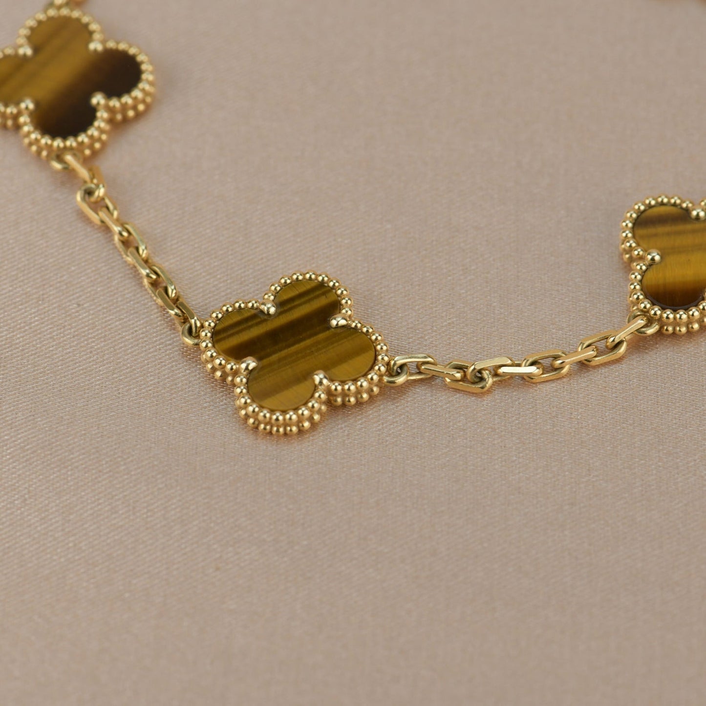 [Lora-Jewelry]CLOVER  5 MOTIFS TIGER EYE BRACELET