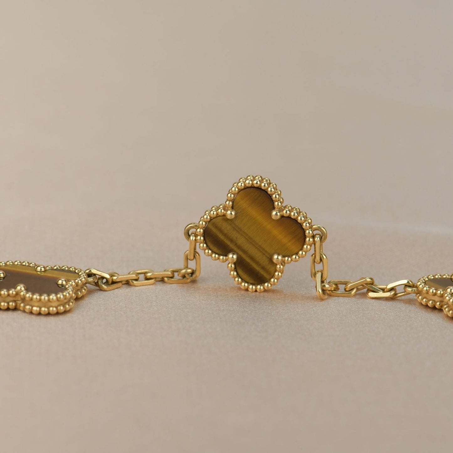 [Lora-Jewelry]CLOVER  5 MOTIFS TIGER EYE BRACELET