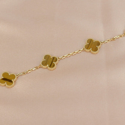 [Lora-Jewelry]CLOVER  5 MOTIFS TIGER EYE BRACELET