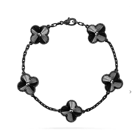 [Lora-Jewelry]CLOVER 5 MOTIF BLACK BRACELET