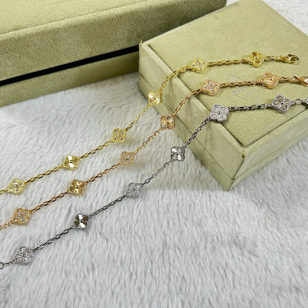 [Lora-Jewelry]CLOVER 6 MOTIF DIAMOND LASER BRACELET