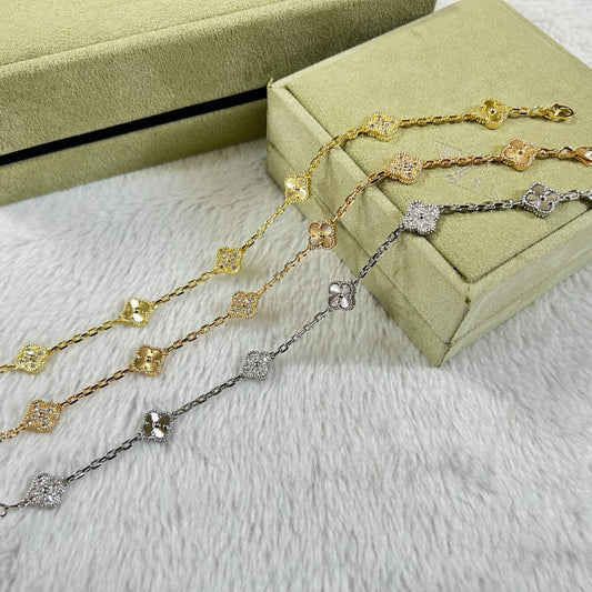 [Lora-Jewelry]CLOVER 6 MOTIF DIAMOND LASER BRACELET