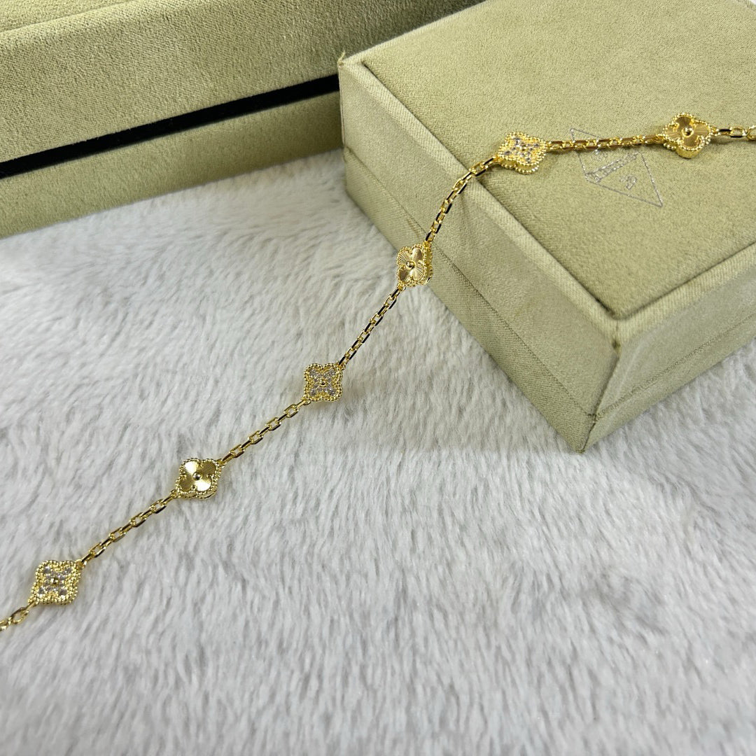 [Lora-Jewelry]CLOVER 6 MOTIF DIAMOND LASER BRACELET