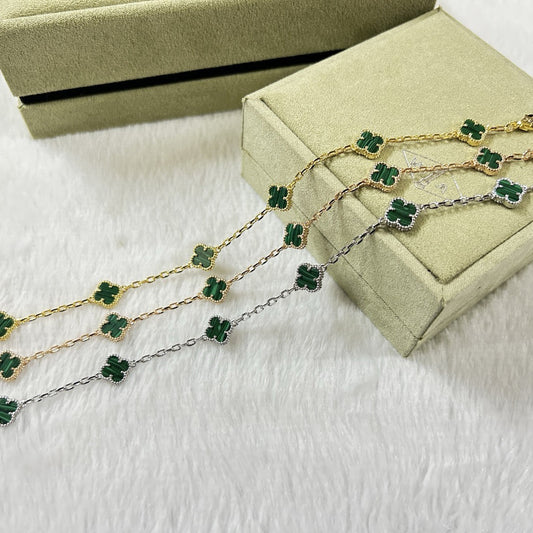 [Lora-Jewelry]CLOVER 6 MOTIF MALACHITE BRACELET
