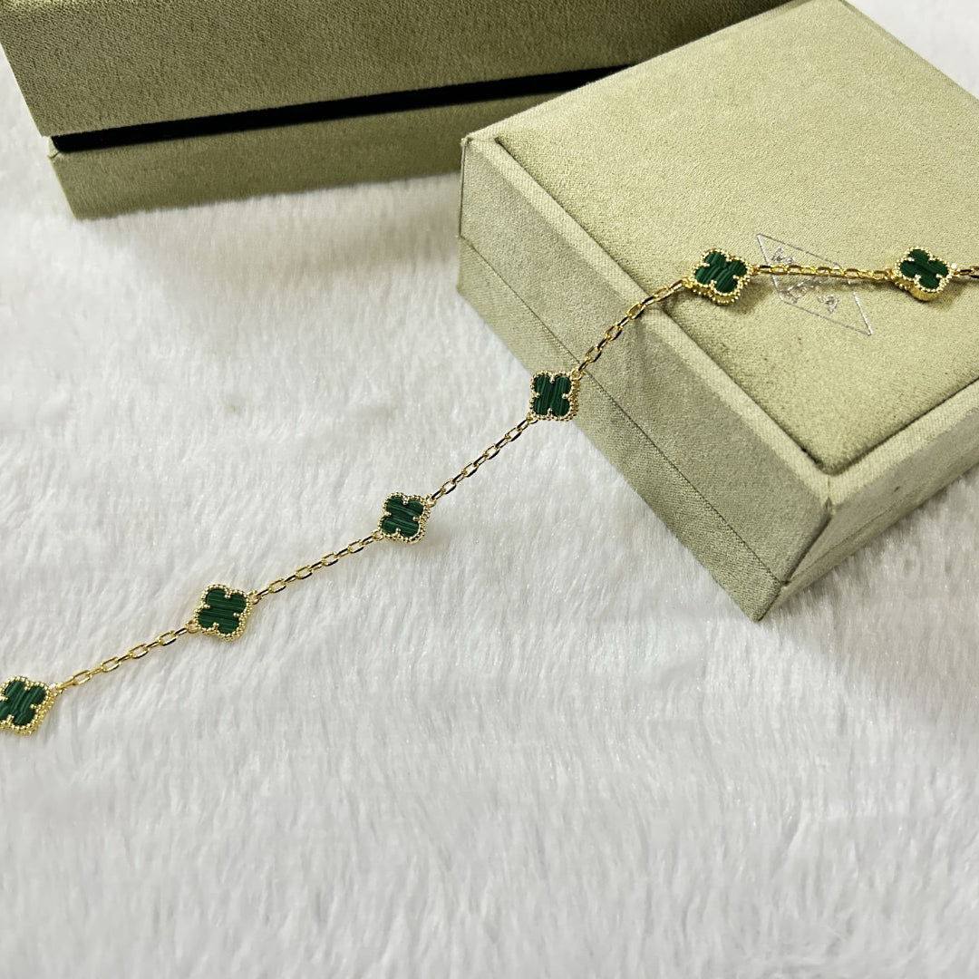 [Lora-Jewelry]CLOVER 6 MOTIF MALACHITE BRACELET