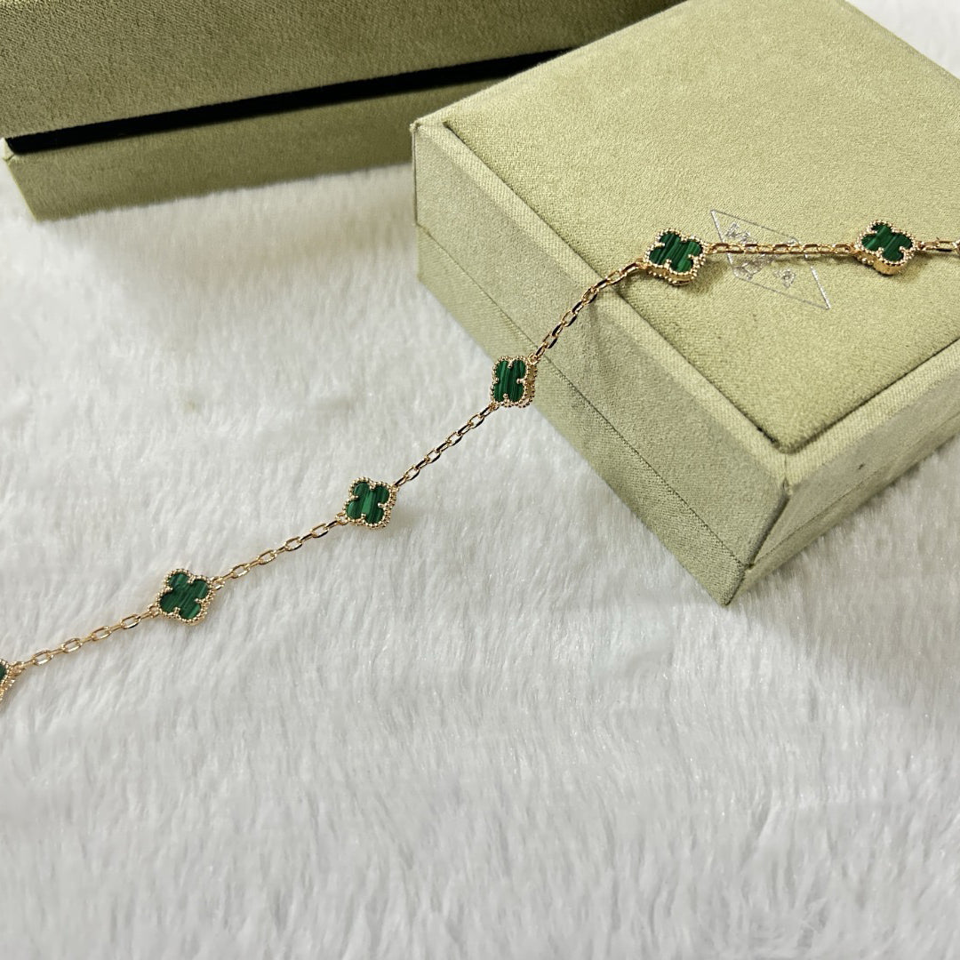 [Lora-Jewelry]CLOVER 6 MOTIF MALACHITE BRACELET