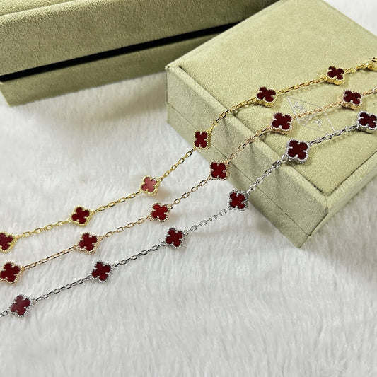 [Lora-Jewelry]CLOVER 6 MOTIF RED AGATE BRACELET