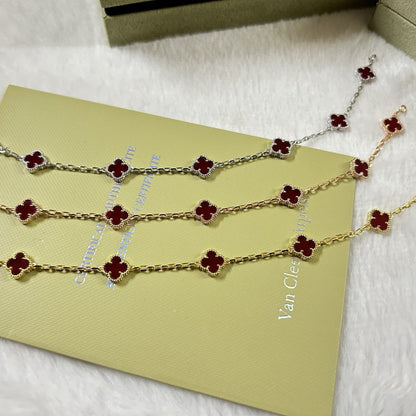 [Lora-Jewelry]CLOVER 6 MOTIF RED AGATE BRACELET