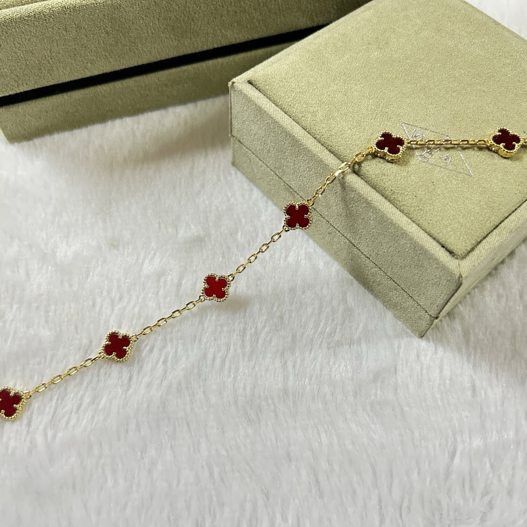 [Lora-Jewelry]CLOVER 6 MOTIF RED AGATE BRACELET