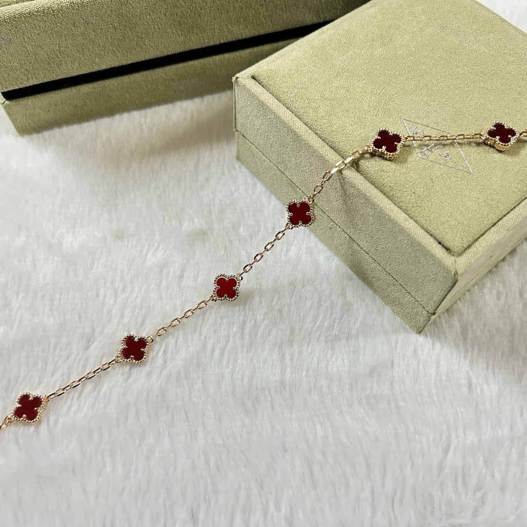 [Lora-Jewelry]CLOVER 6 MOTIF RED AGATE BRACELET