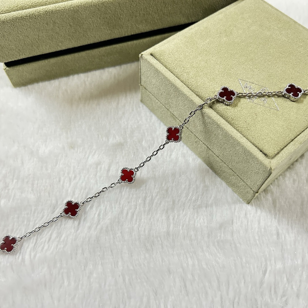 [Lora-Jewelry]CLOVER 6 MOTIF RED AGATE BRACELET