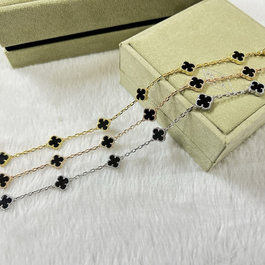[Lora-Jewelry]CLOVER 6 MOTIF  ONYXS BRACELET