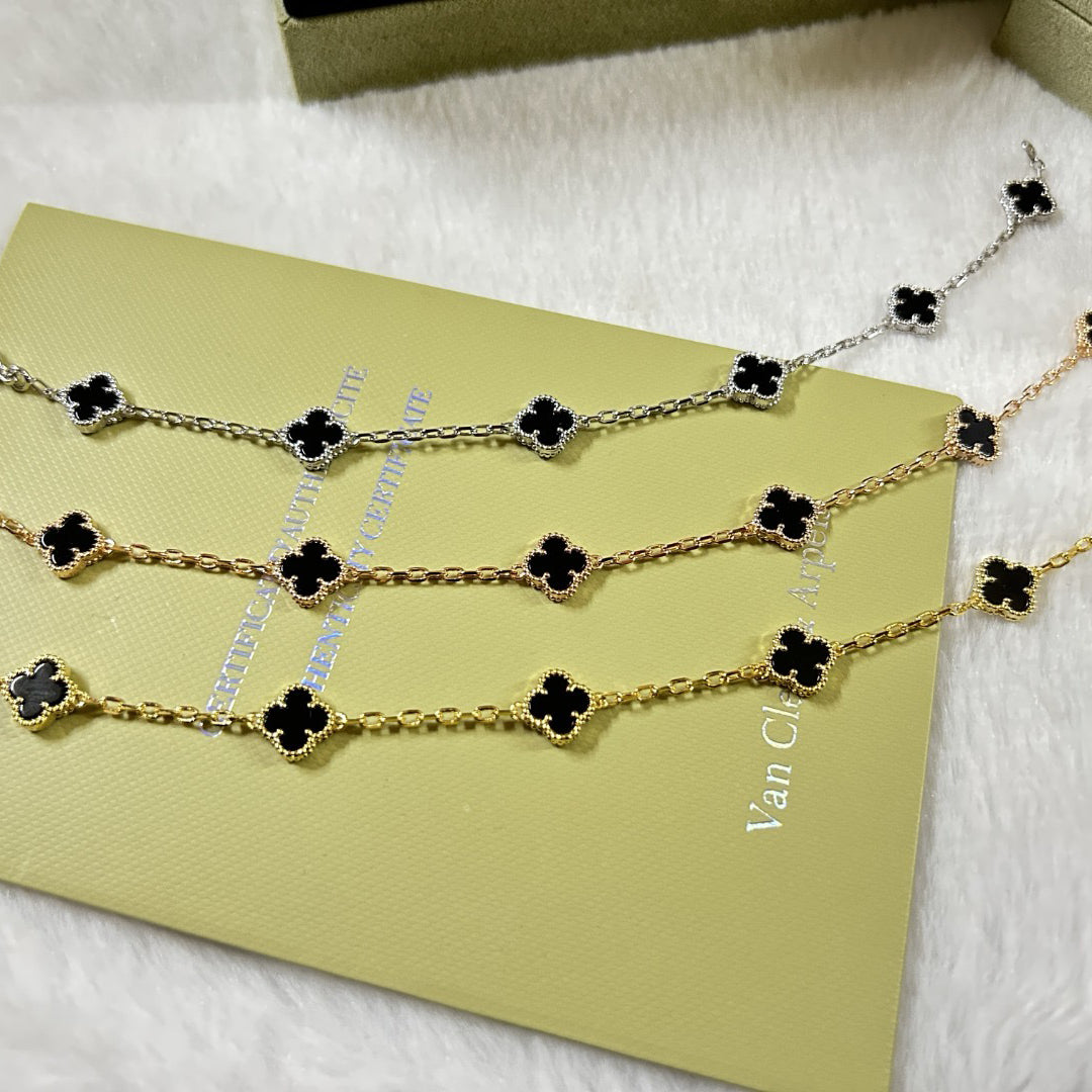 [Lora-Jewelry]CLOVER 6 MOTIF  ONYXS BRACELET