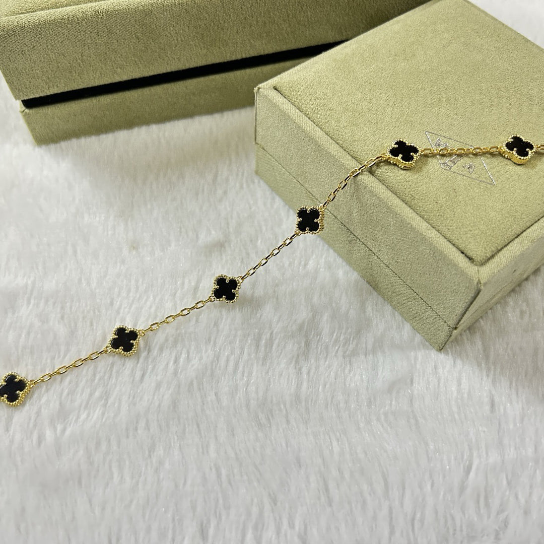 [Lora-Jewelry]CLOVER 6 MOTIF  ONYXS BRACELET