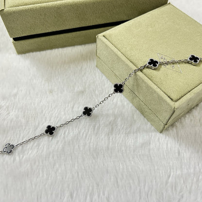 [Lora-Jewelry]CLOVER 6 MOTIF  ONYXS BRACELET