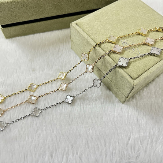 [Lora-Jewelry]CLOVER 6 MOTIF WHITE MOP BRACELET