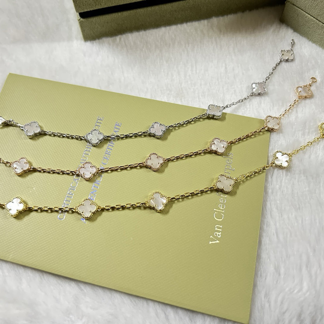 [Lora-Jewelry]CLOVER 6 MOTIF WHITE MOP BRACELET